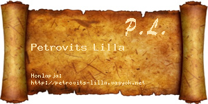Petrovits Lilla névjegykártya